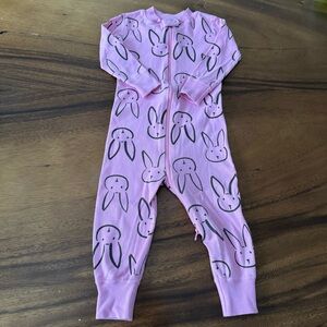 Hanna Andersson Pink Bunny one Piece Organic Cotton Pajama 18-24M